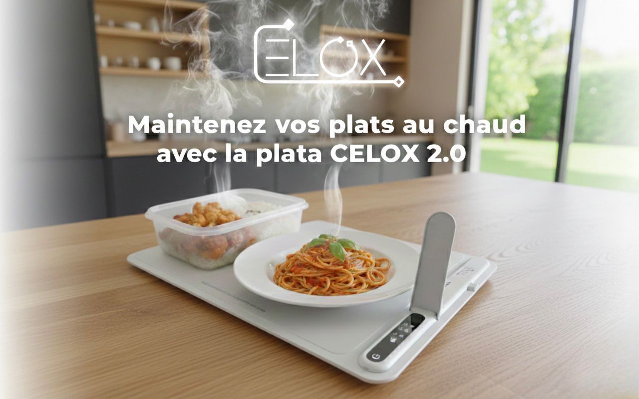 Nouvelle version - Plaque chauffante enroulable Celox Plata 2.0 – 500W – Redémarrage manuel – Silicone flexible, 6 modes jusqu’à 120°C