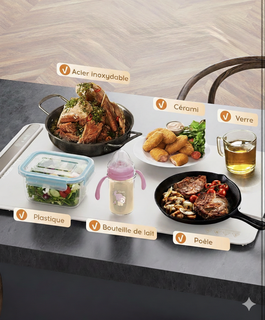 Nouvelle version - Plaque chauffante enroulable Celox Plata 2.0 – 500W – Redémarrage manuel – Silicone flexible, 6 modes jusqu’à 120°C