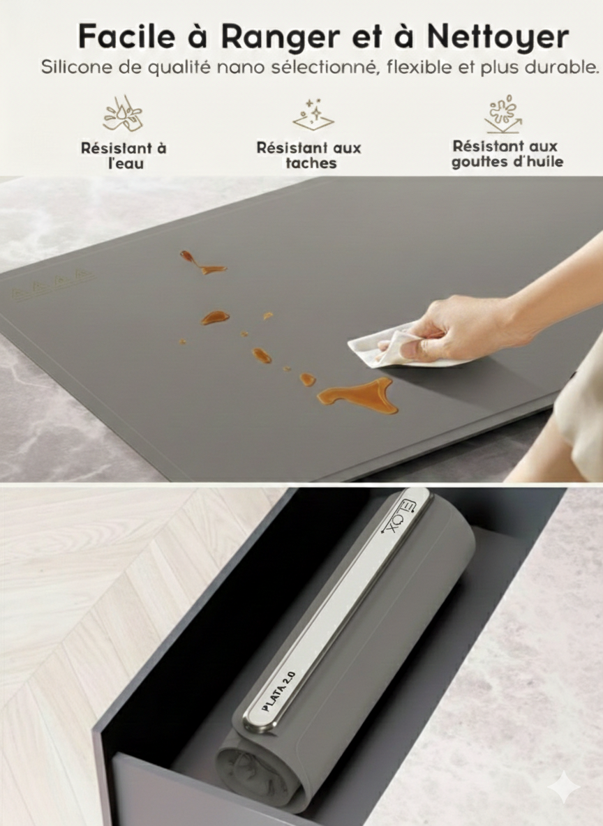 Nouvelle version - Plaque chauffante enroulable Celox Plata 2.0 – 500W – Redémarrage manuel – Silicone flexible, 6 modes jusqu’à 120°C